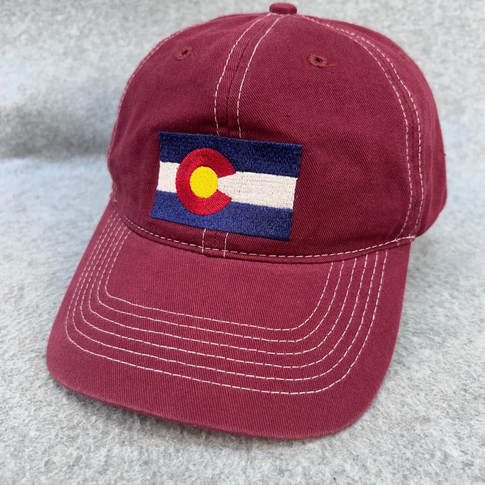Colorado Flag Patch Unisex Maroon Mountain States Specialties Dad Hat OSFM